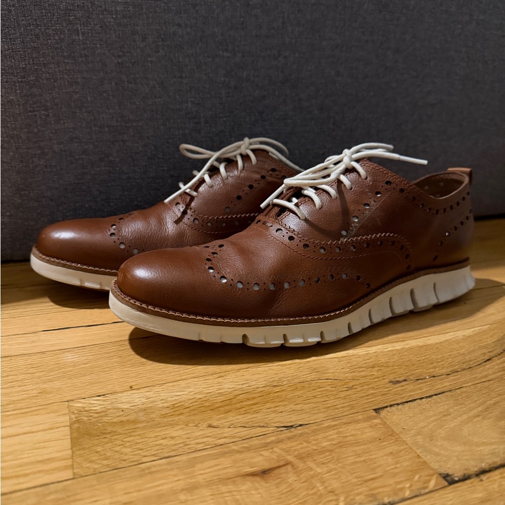 Cole Haan Brown Leather Oxfords with White Sole